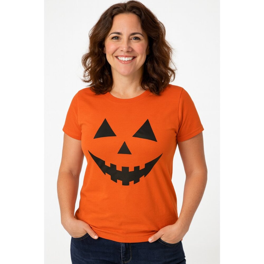 Women's Halloween Pumpkin Face T-Shirt - Size L - NWOT - Gildan - Picture 1 of 6